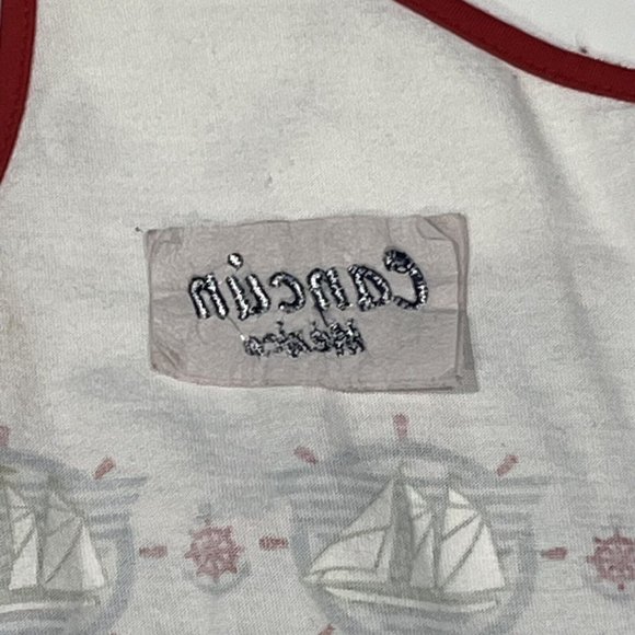 Vintage Cancun Mexico Nautical Red White Blue Sailboat Dress Women Size Medium - Picture 9 of 11